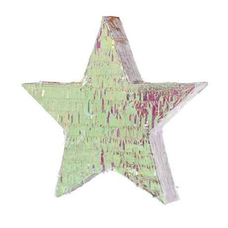 Iridescent foil star piñata, 46.99cm, ideal for festive celebrations, beautifully reflects light, perfect for filling with treats.