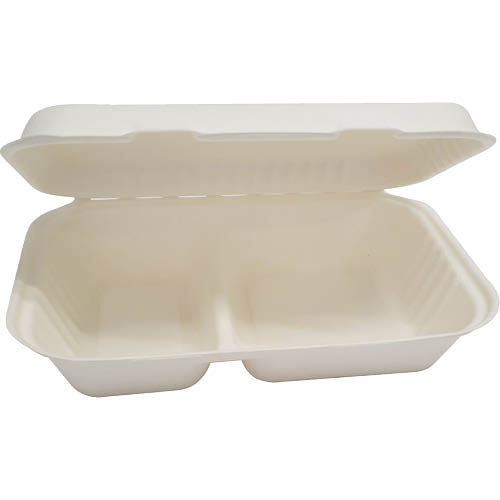 Savpac Sugarcane Two Compartment Meal Box 1000ml 25pk