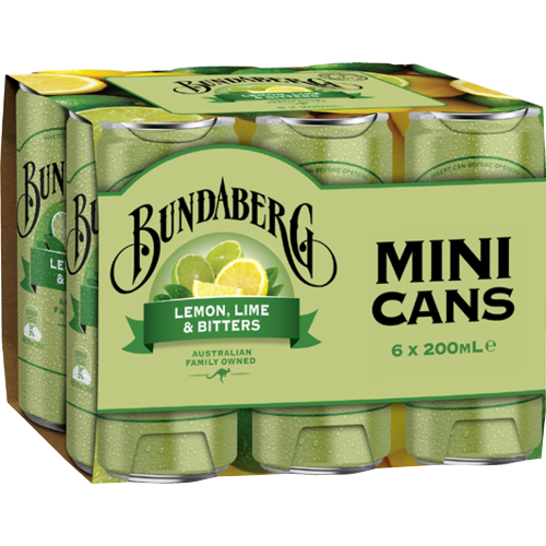 Bundaberg Lemon Lime & Bitters Mini Cans 6 x 200ml