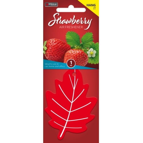 Air Freshener Leaf Strawberry by WILDCAT features a unique leaf design with a long-lasting sweet strawberry scent for any space.