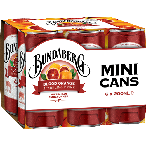 Bundaberg Blood Orange Sparkling Drink Mini Cans 6 x 200ml