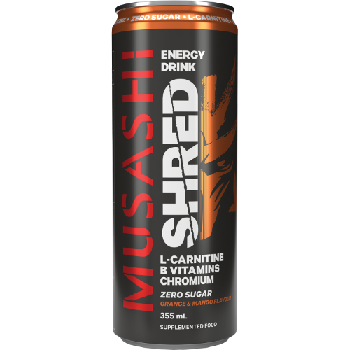 Musashi Orange & Mango Shred Energy Drink 12 x 355ml