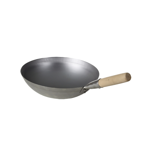 Round Base Iron Wok with Wooden Handle - Spunglo - 40cm