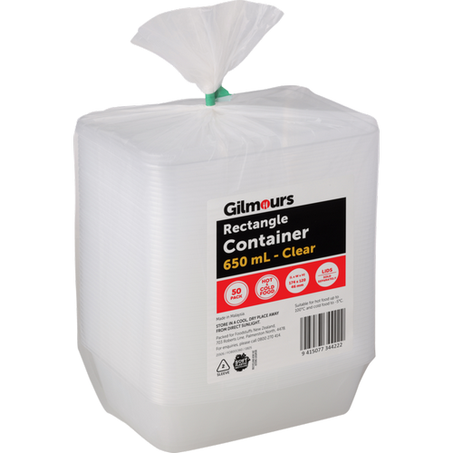 Gilmours Rectangle Container 650ml 50pk