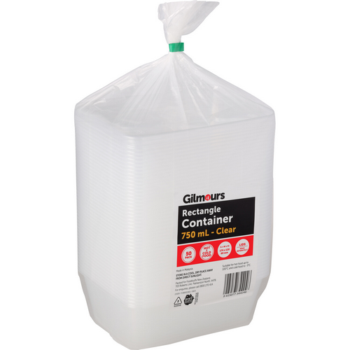 Gilmours Rectangle Container 750ml 50pk
