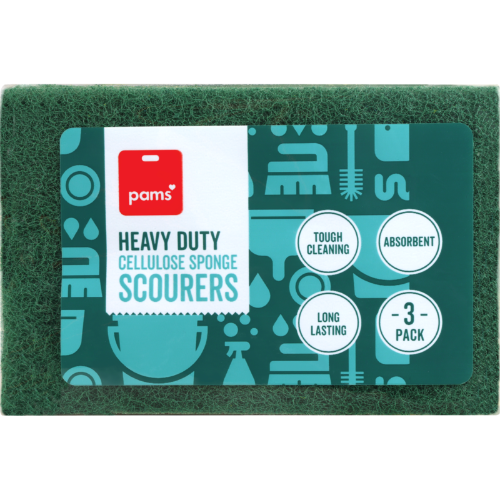 Pams Heavy Duty Cellulose Sponge Scourers - 3 Pack