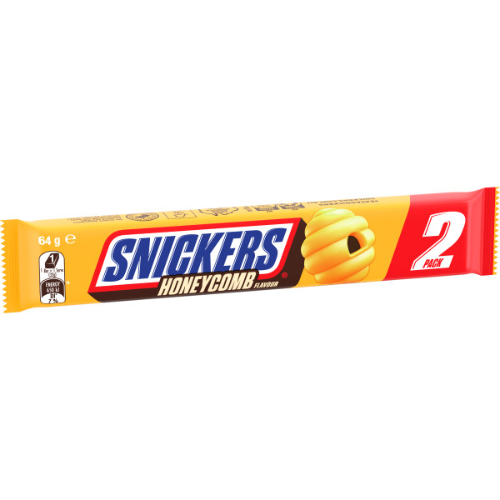 Honeycomb Milk Chocolate Twin Bars - Snickers - 25 x 64g