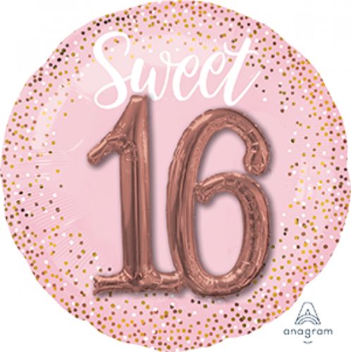 Elegant pink blush self-sealing foil balloons, 91cm, perfect for enhancing Sweet Sixteen celebrations and creating memories.