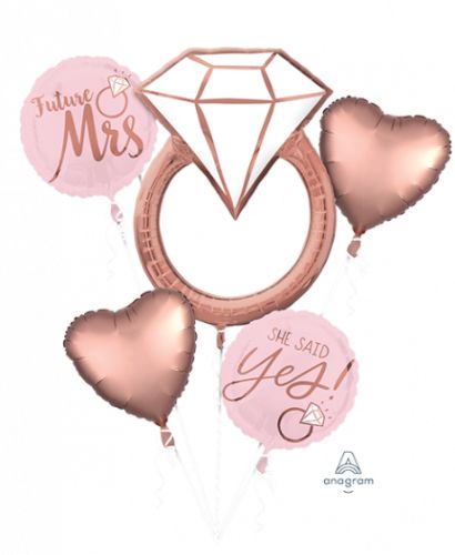 Elegant bouquet blush wedding balloon set with "Future Mrs" text, perfect for bridal showers and engagement parties.