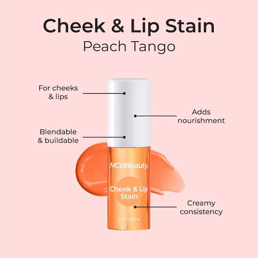 Mcobeauty Cheek & Lip Stain 2 In1 Cream Tint Peach Tango 5mL