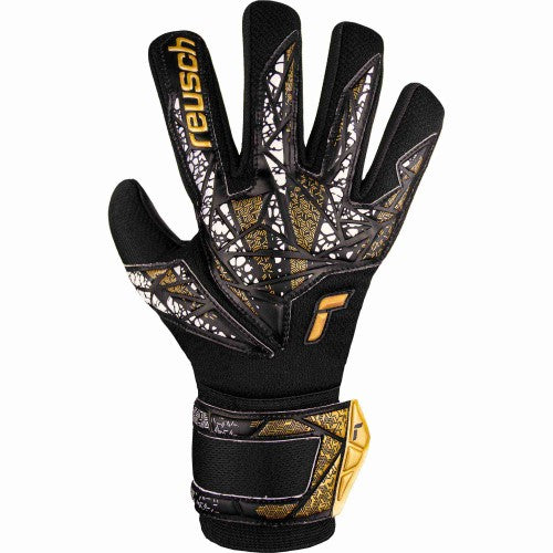 Gloves  - Reusch Silver NC Finger Support - Black/Gold/White - Size 9
