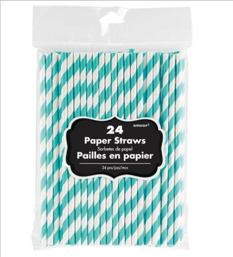 Paper Straws  Robin's Egg Blue - 19cm - (Pack of 24)