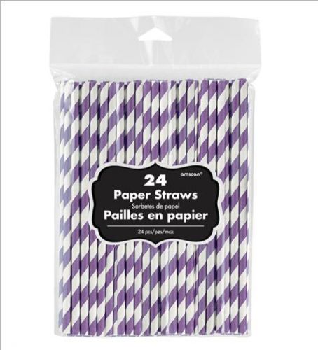 Vibrant New Purple paper straws (19cm) pack of 24, eco-friendly and stylish for any celebration or event.