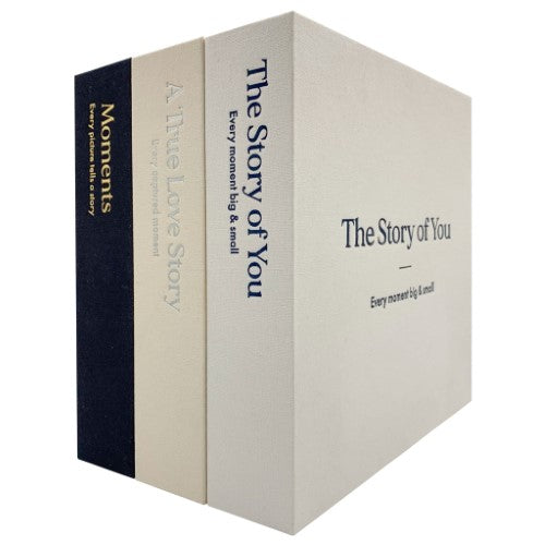 Elegant black cloth photo album for displaying 160 cherished 4x6 photos, housed in a protective box with silver foil embossing.