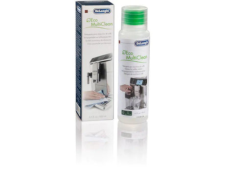 DeLonghi Eco Multiclean solution for effective cleaning of milk frothing systems and maintaining coffee machine performance.