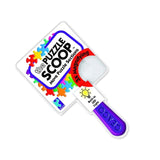 Puzzle Scoop tool with LED magnifying lens for effortlessly lifting and moving jigsaw puzzle pieces while enhancing visibility.