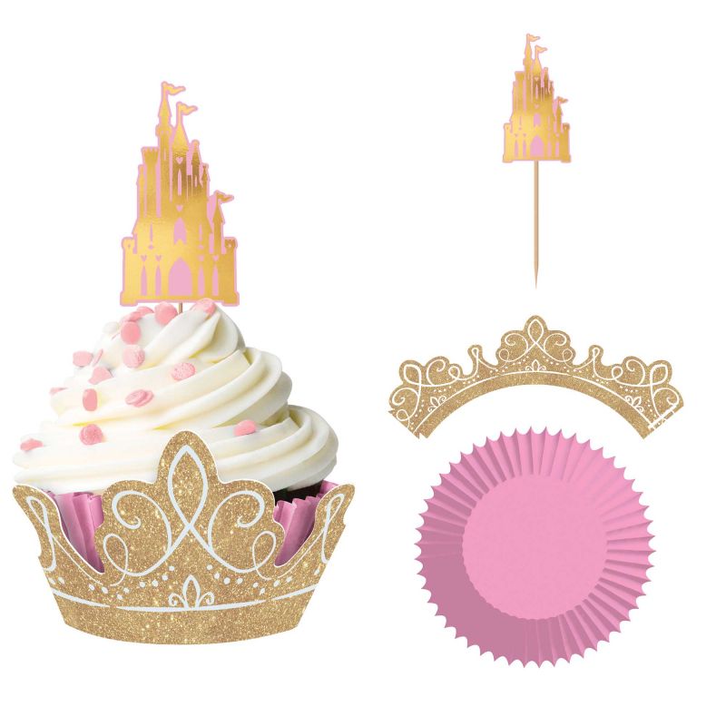 Disney Princess Once Upon A Time Glittered Cupcake Kit - (Pack of 24)
