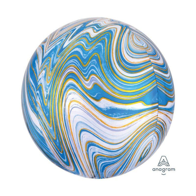 Elegant 38cm blue marble self-sealing foil balloon, perfect for celebrations and durable for lasting decor.