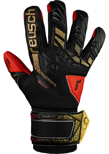Gloves  - Attrakt Freegel Silver Junior - Black/Gold/Fiery Red Size 6