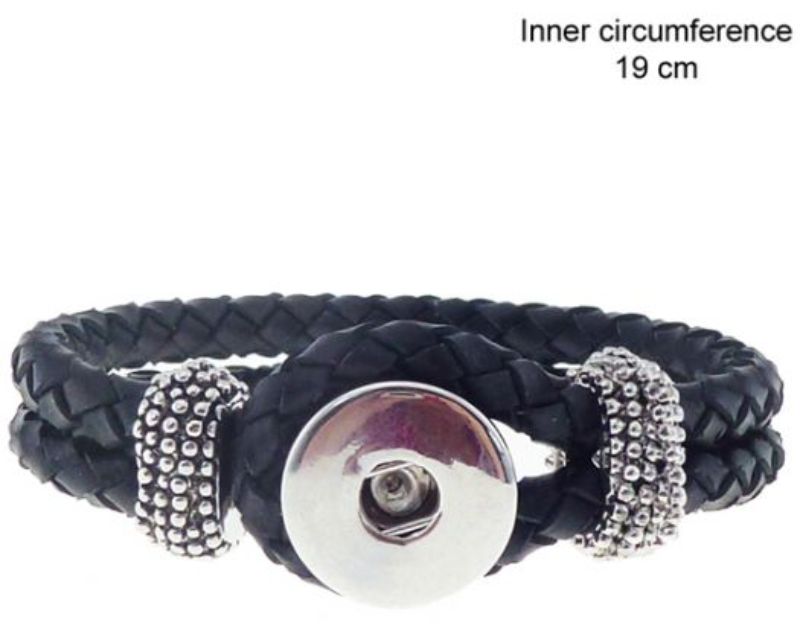 Stylish REDFOX Black Bracelet in imitation braided leather with a 19cm circumference, perfect for enhancing any outfit.