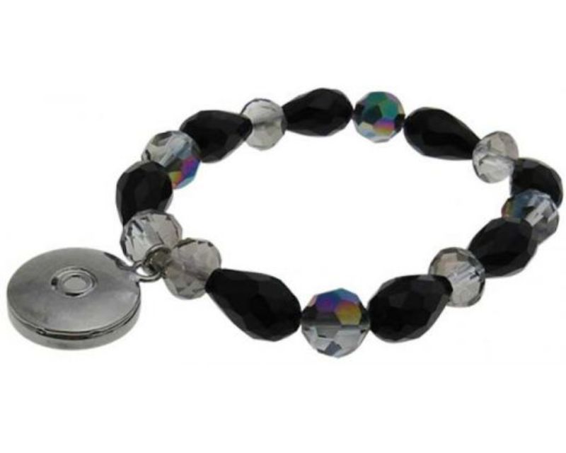 Elegant black crystal snap bracelet from REDFOX, designed for style and easy wear, perfect for any occasion.