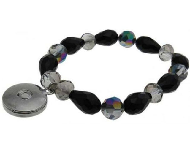 Elegant black crystal snap bracelet from REDFOX, designed for style and easy wear, perfect for any occasion.