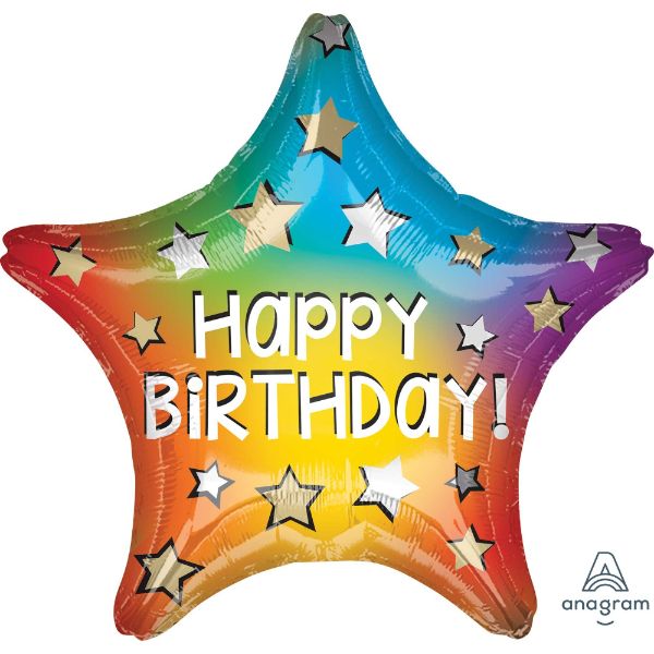 45cm XL Star Happy Birthday Rainbow balloon in vibrant colors, perfect for festive decorations and celebration memories.