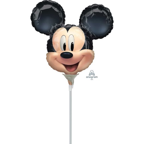 Mini shaped Mickey Mouse foil balloon, perfect for birthdays and Disney-themed events, with air inflation and heat sealing.