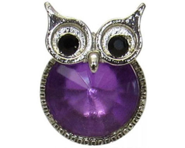 Vibrant purple round owl decor, perfect for home, kids' rooms, or as a unique gift, showcasing charm and durability.