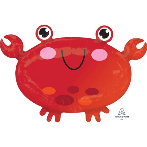 Vibrant 45cm crab-shaped foil balloon, perfect for beach-themed parties and ocean celebrations.