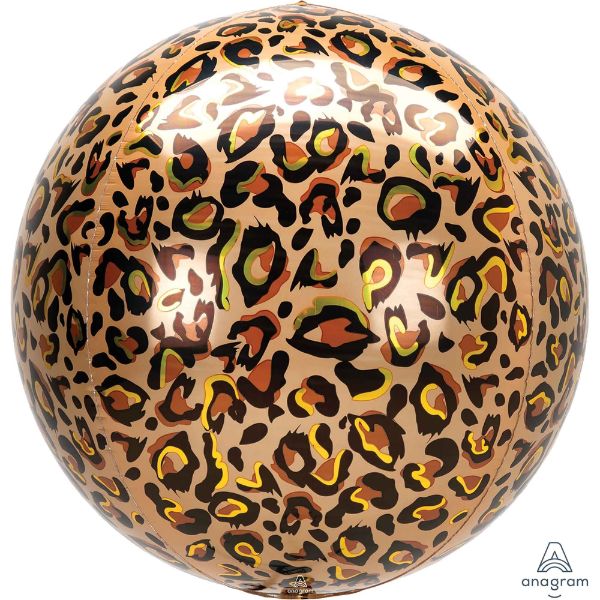 Bold Orbz XL leopard print balloon, perfect for parties and celebrations, floats gracefully to enhance your decor.