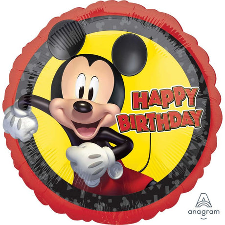 Vibrant 45cm Mickey Mouse Forever Happy Birthday balloon, perfect for festive celebrations and themed parties.