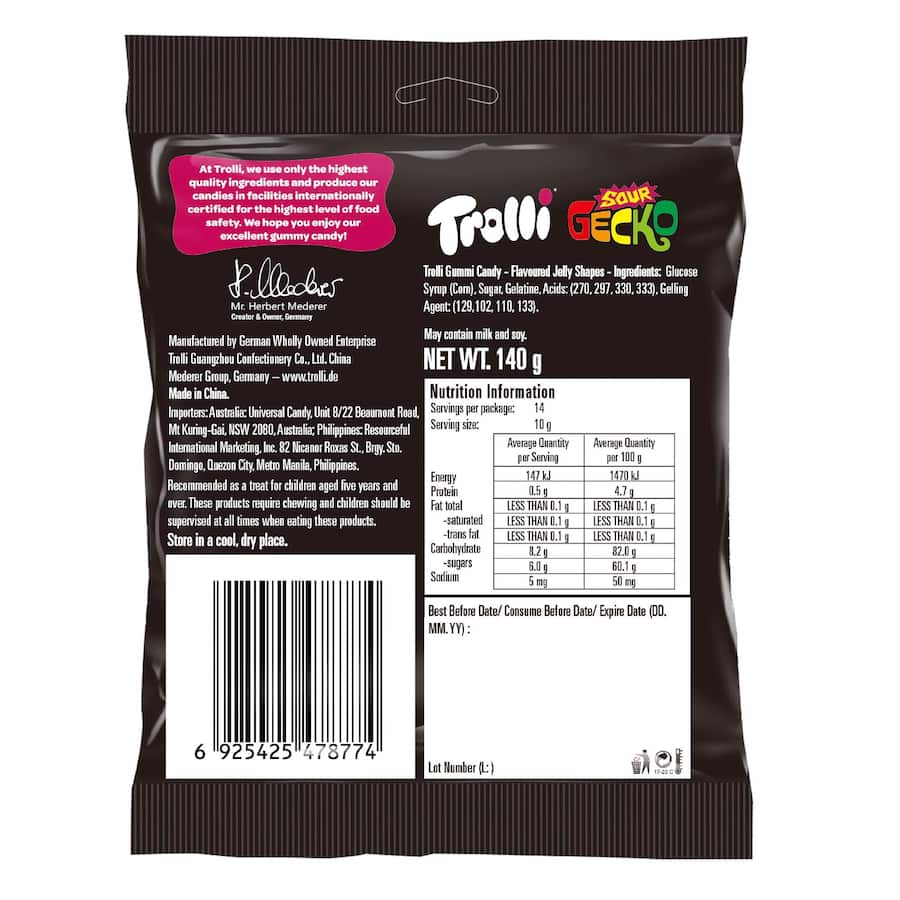 Trolli Sweets Sour Gecko 140g