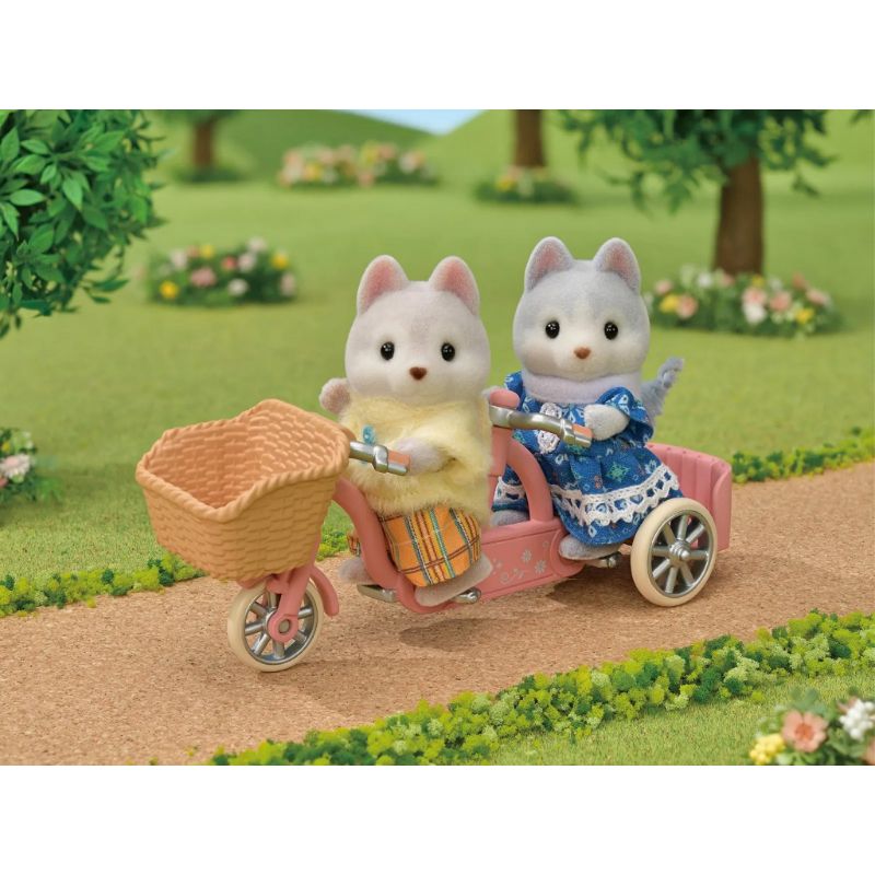 Sylvanian Families Tandem Cycling Set Husky Sister And Brother