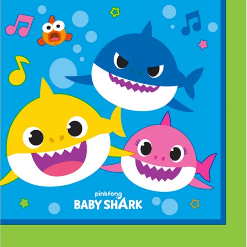 Beverage Napkins - Baby Shark  (Pack of 16)