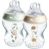 Tommee Tippee Natural Start Baby Bottle Decorated Pp Slow Flow 0m+ 2 pack 260mL
