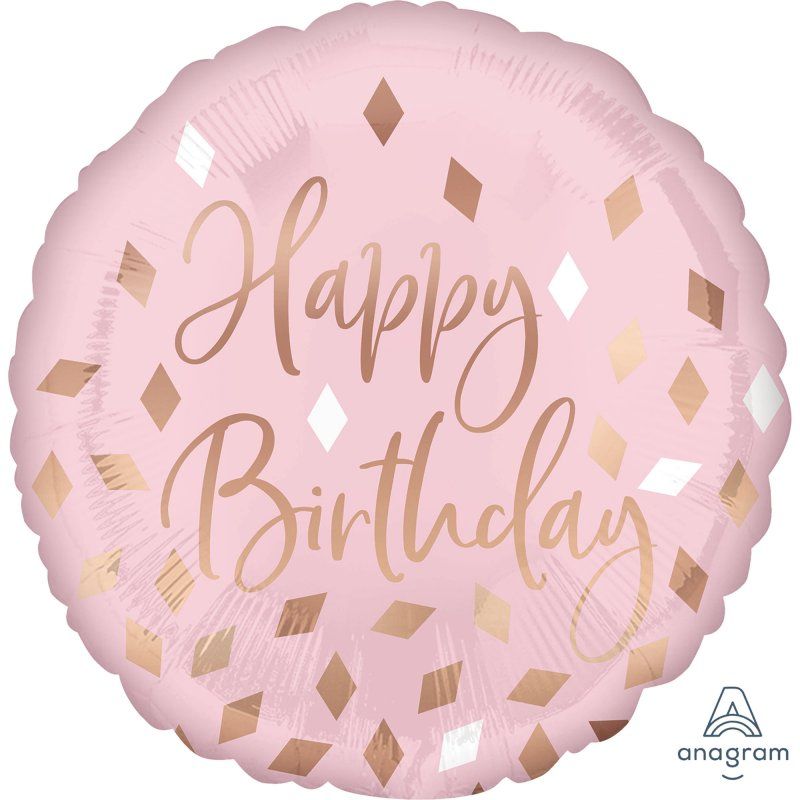 Foil Balloon - Standard HX Blush Happy Birthday (45cm)