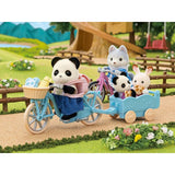 Sylvanian Families Cycle & Skate Set features Panda Girl Rosalina with a bicycle, trailer, skates, and fun outdoor accessories.