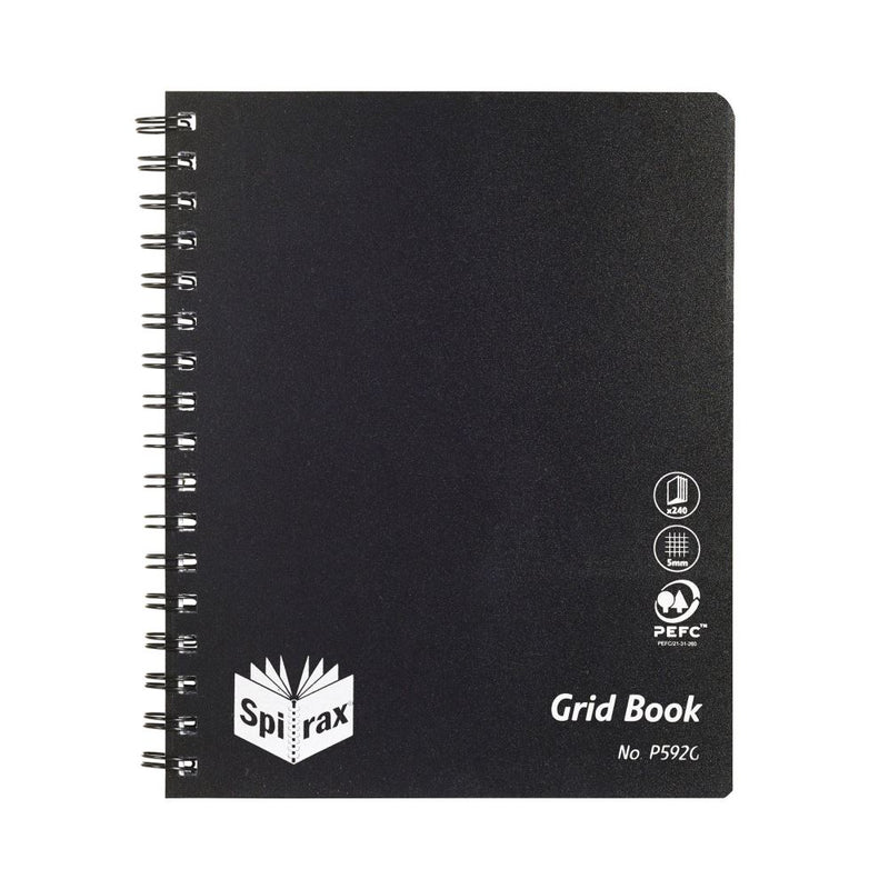 Spirax P592g Pp Grid Book S/O 222x178mm 240 Pages Blk