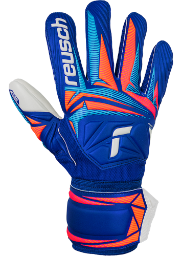 Gloves  - Reusch Attrakt Grip - Sharp Blue/White/Shocking Orange - Size 10