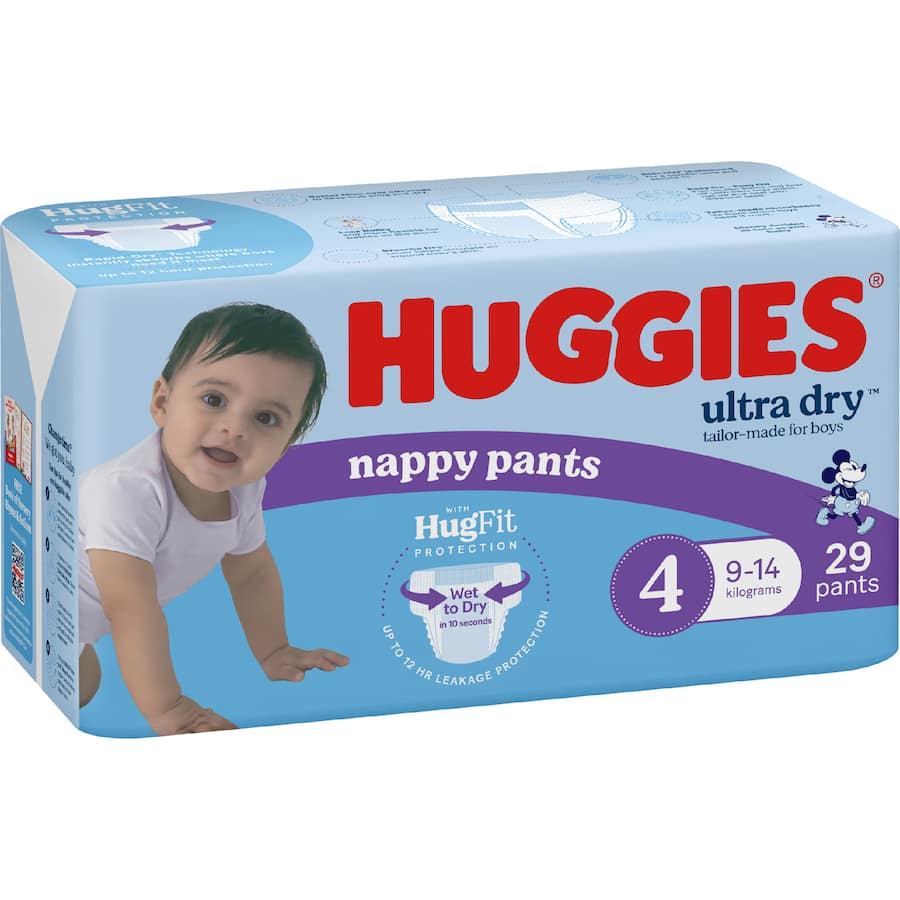 Huggies Ultra Dry Nappy Pants Toddler Boys 9-14kg Size 4 29pack