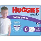 Huggies Ultra Dry Nappy Pants Junior Boys 15kg+ Size 6 24pack
