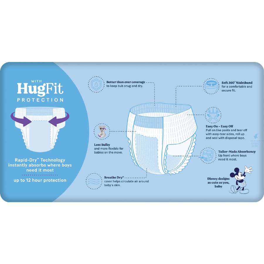 Huggies Ultra Dry Nappy Pants Junior Boys 15kg+ Size 6 24pack