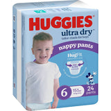 Huggies Ultra Dry Nappy Pants Junior Boys 15kg+ Size 6 24pack