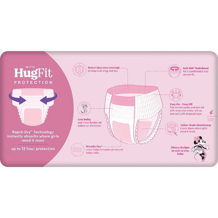 Huggies Ultra Dry Nappy Pants Junior Girls 15kg+ Size 6 24pack