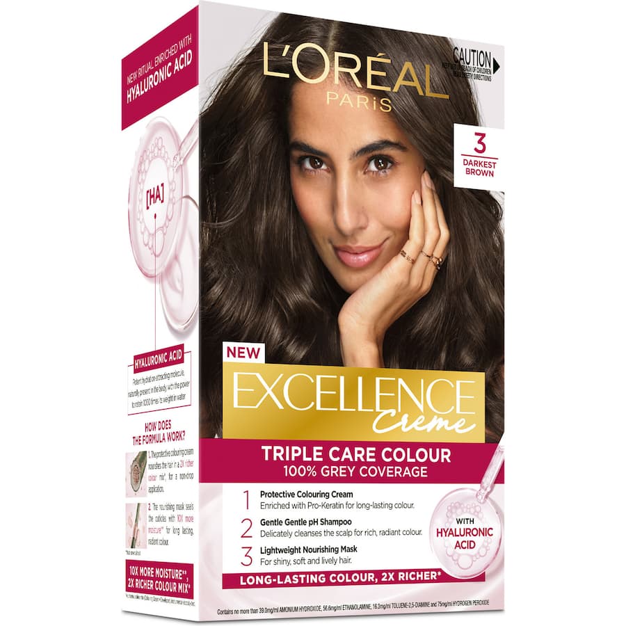 Loreal Excellence Hair Colour Darkest Brown 3