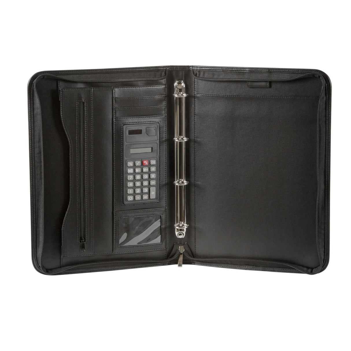 Spirax Zippered 4 Ringbinder Compendium A4 with durable binder, zipper closure, and pockets for documents and calculator.