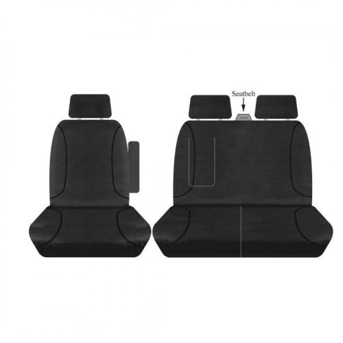 BLACK CANVAS FRONT SEAT COVER FORD TRANSIT CUSTOM 320 SWB 24-25 - TRADIES