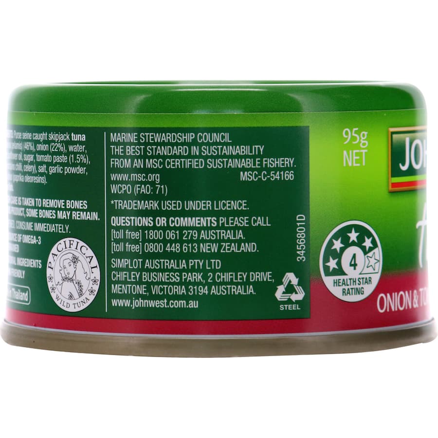 John West Tempters Tuna Onion & Tomato Savoury Sauce Tear tab can 95g