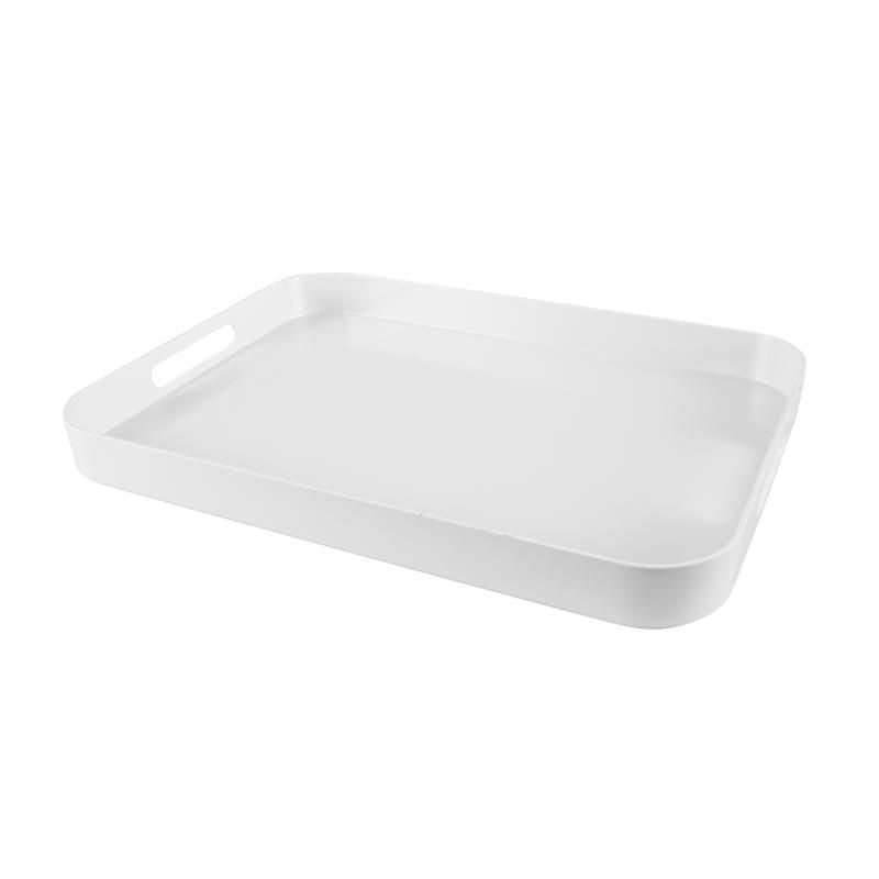 White Serroni Melamine Rectangular Tray, lightweight and durable, designed for easy serving and stylish gatherings.